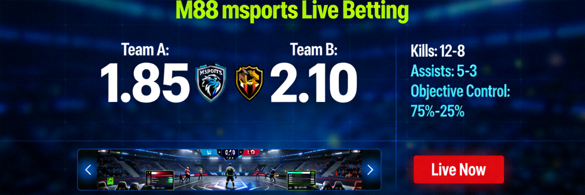 Tampilan live betting esports di M88 msports dengan odds real-time dan statistik pertandingan